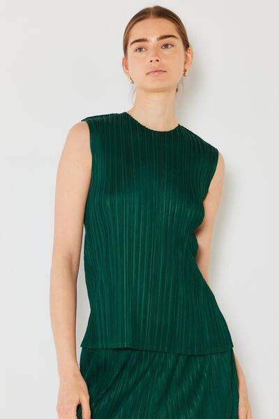 Marina West Swim Pleated Sleeveless Crewneck Tank - DaTrendStore.Com