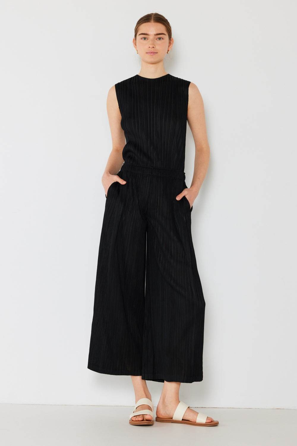 Marina West Swim Pleated Wide-Leg Pants with Side Pleat Detail - DaTrendStore.Com