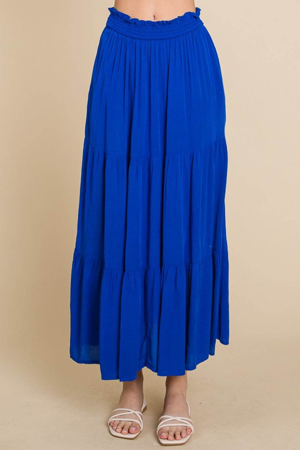 Culture Code Full Size Frill Ruched Midi Skirt - DaTrendStore.Com