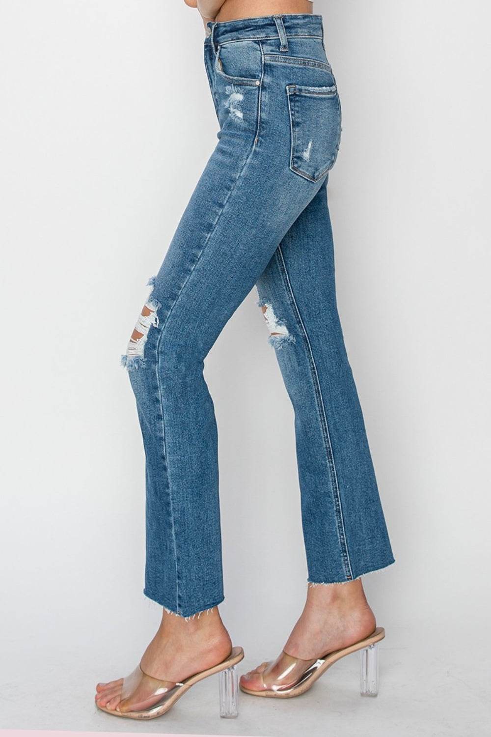RISEN High Rise Distressed Ankle Jeans - DaTrendStore.Com