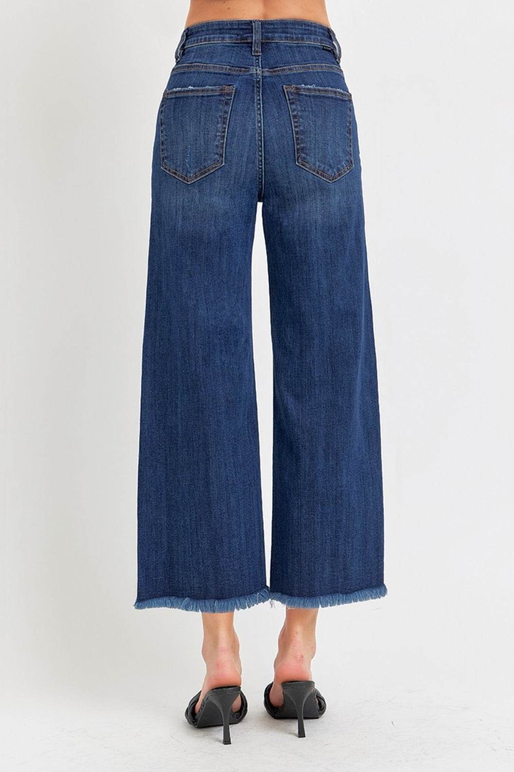 RISEN Full Size Raw Hem Cropped Wide Leg Jeans - DaTrendStore.Com