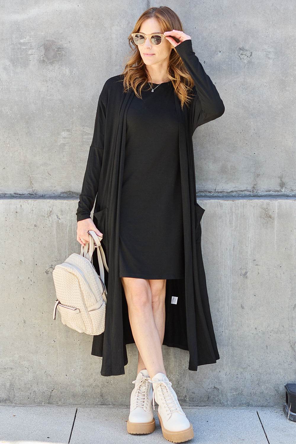 Basic Bae Full Size Open Front Long Sleeve Cover Up - DaTrendStore.Com