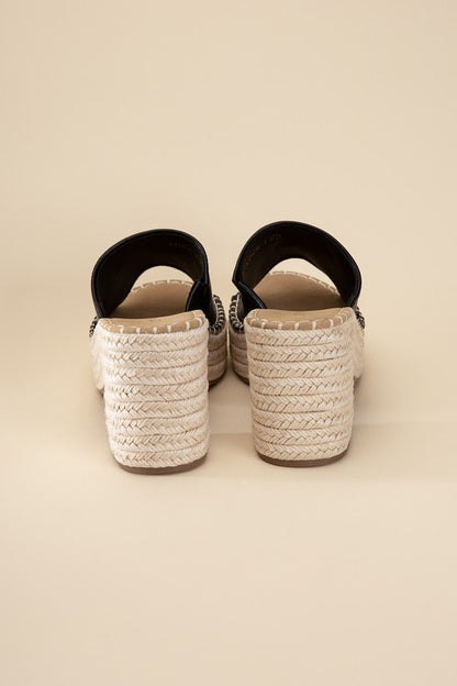 LOCK-1 Espadrille Mule Heels