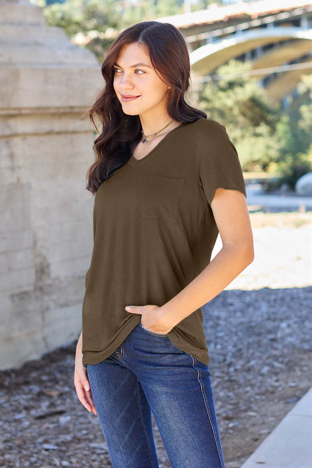 Basic Bae Full Size V-Neck Short Sleeve T-Shirt - DaTrendStore.Com