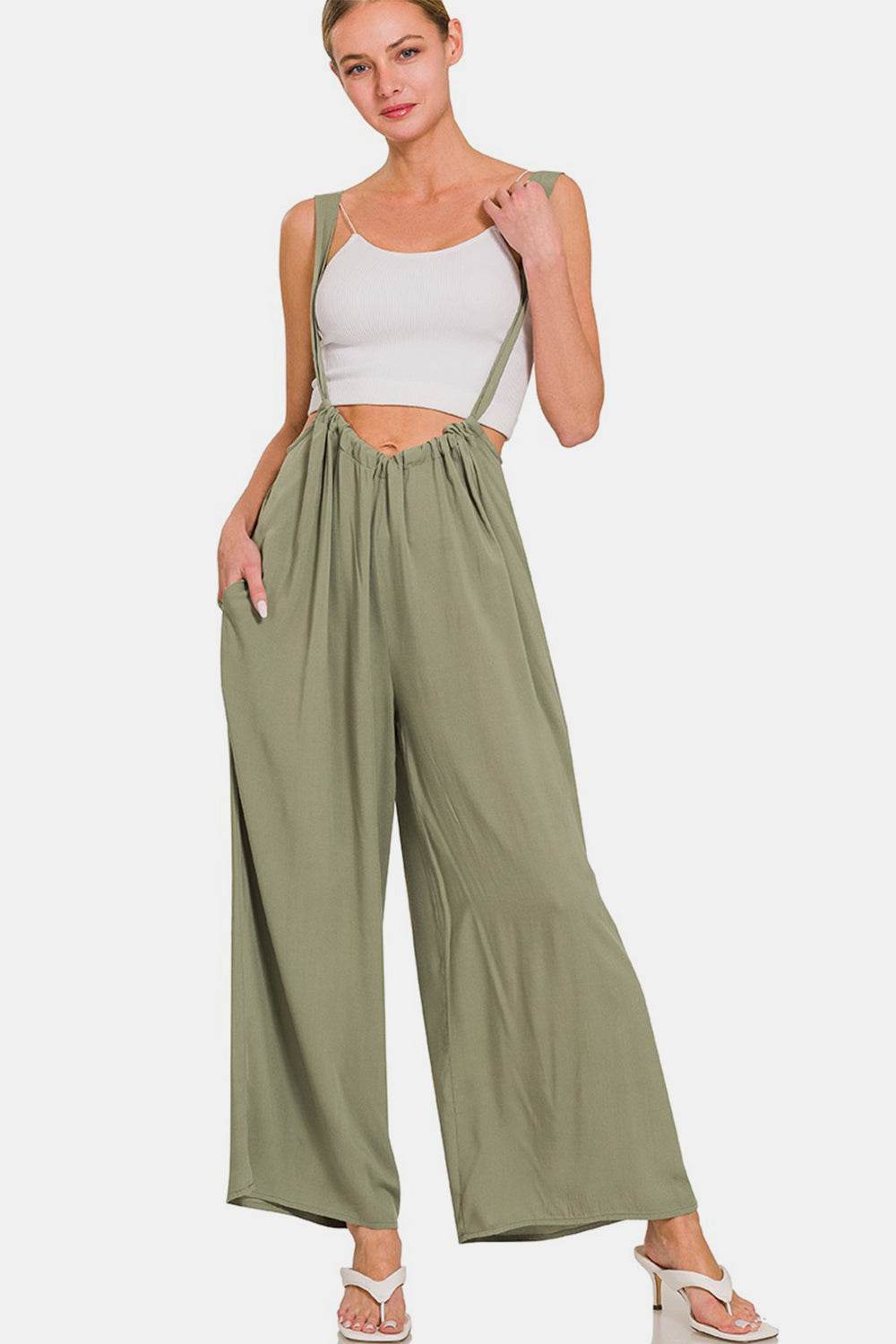Zenana Pocketed Wide Strap Wide Leg Overalls - DaTrendStore.Com