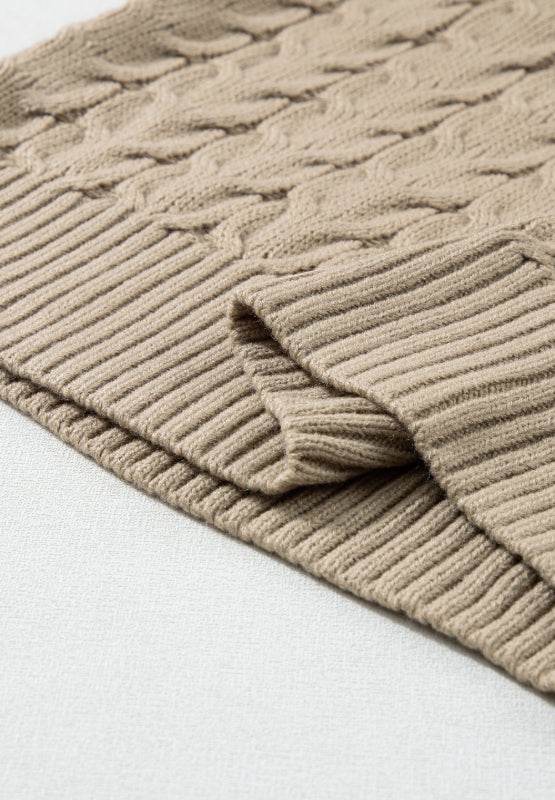 Cable Knit Turtleneck Short Sleeve Sweater - DaTrendStore.Com