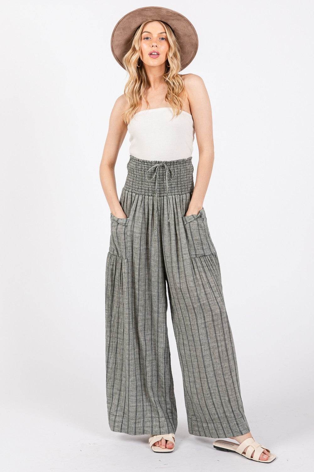 SAGE + FIG Cotton Gauze Wash Stripe Pants - DaTrendStore.Com