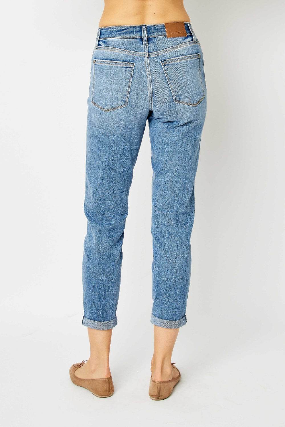 Judy Blue Full Size Cuffed Hem Slim Jeans - DaTrendStore.Com