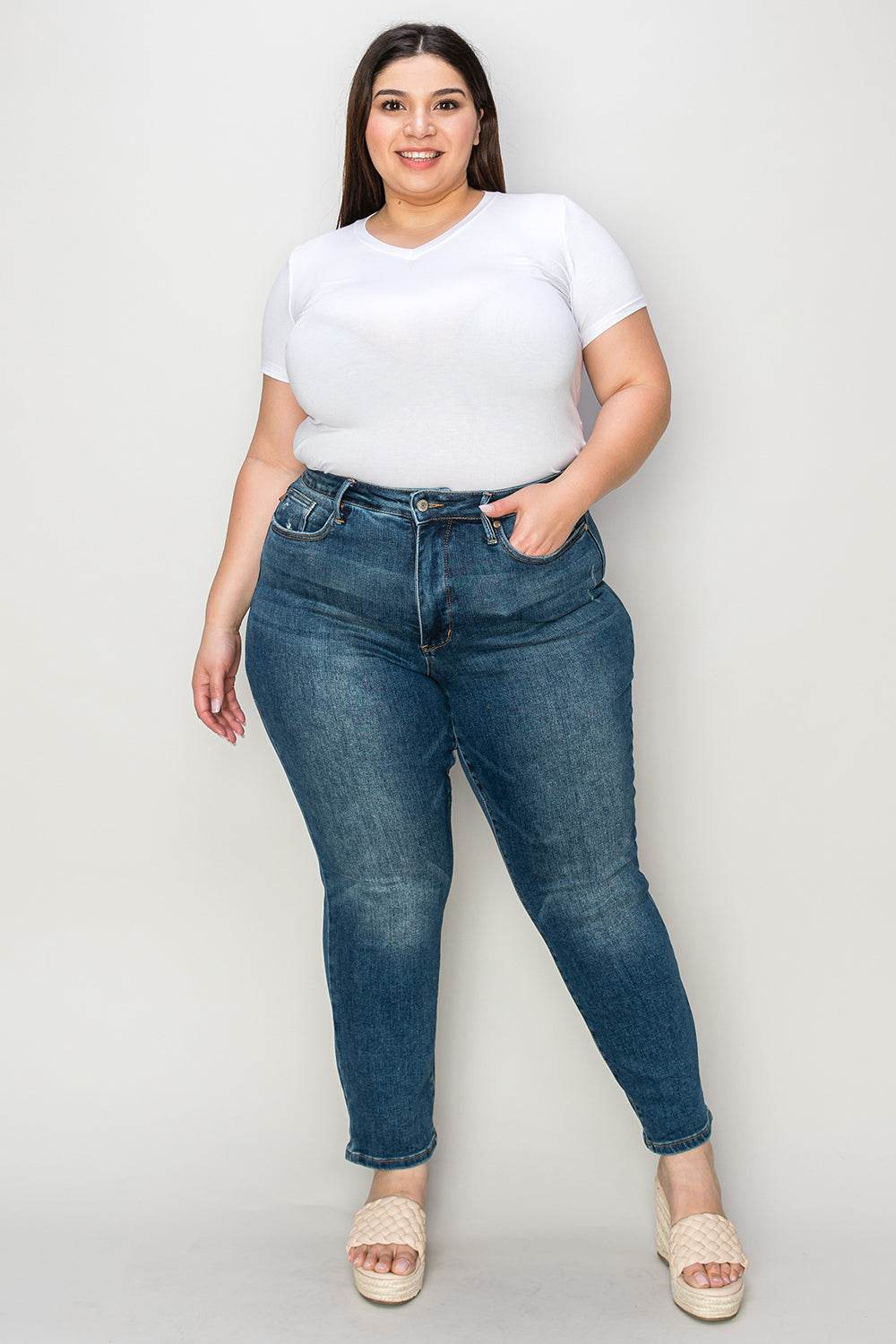 Judy Blue Full Size Tummy Control High Waist Slim Jeans - DaTrendStore.Com