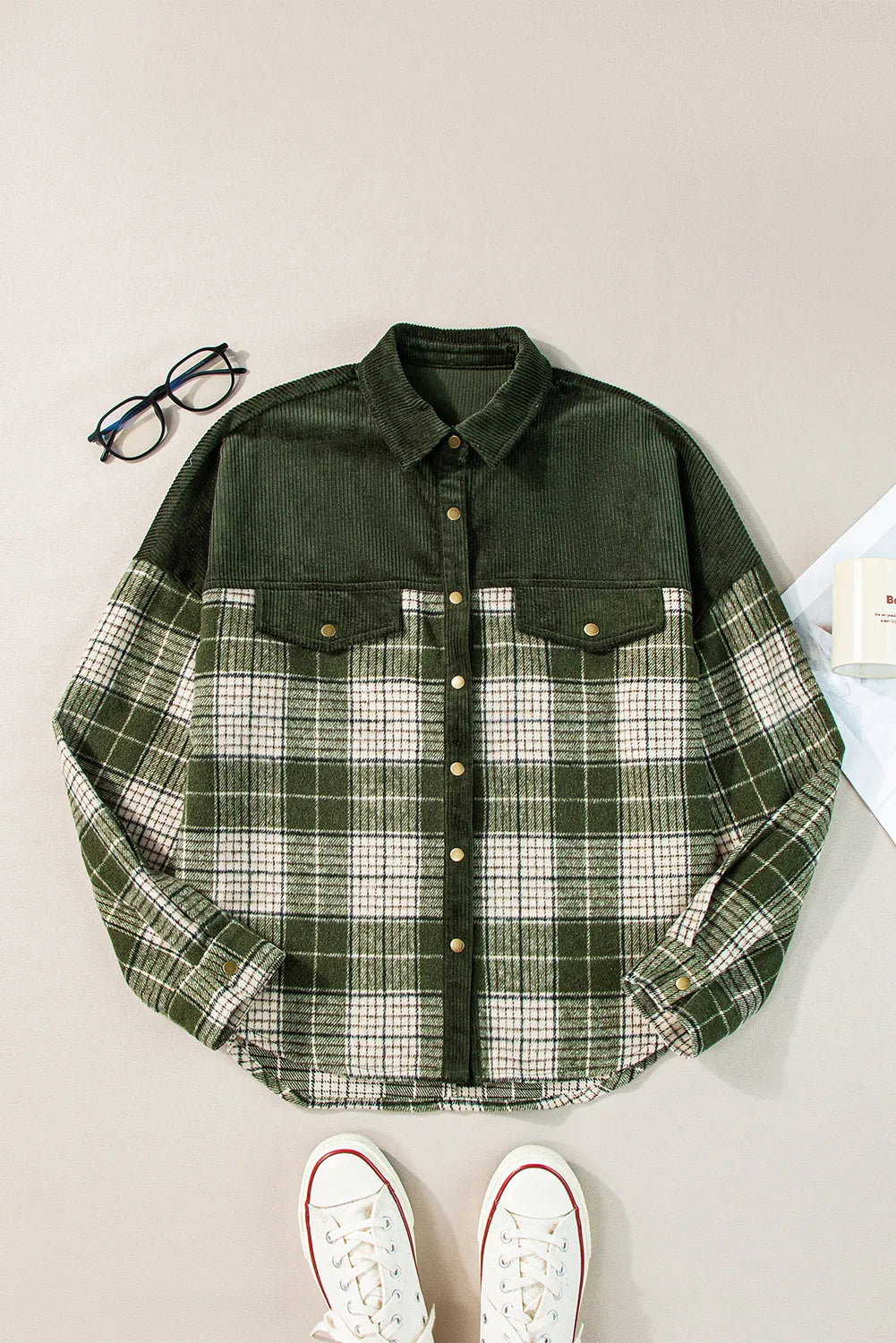 Plaid Button Up Long Sleeve Jacket