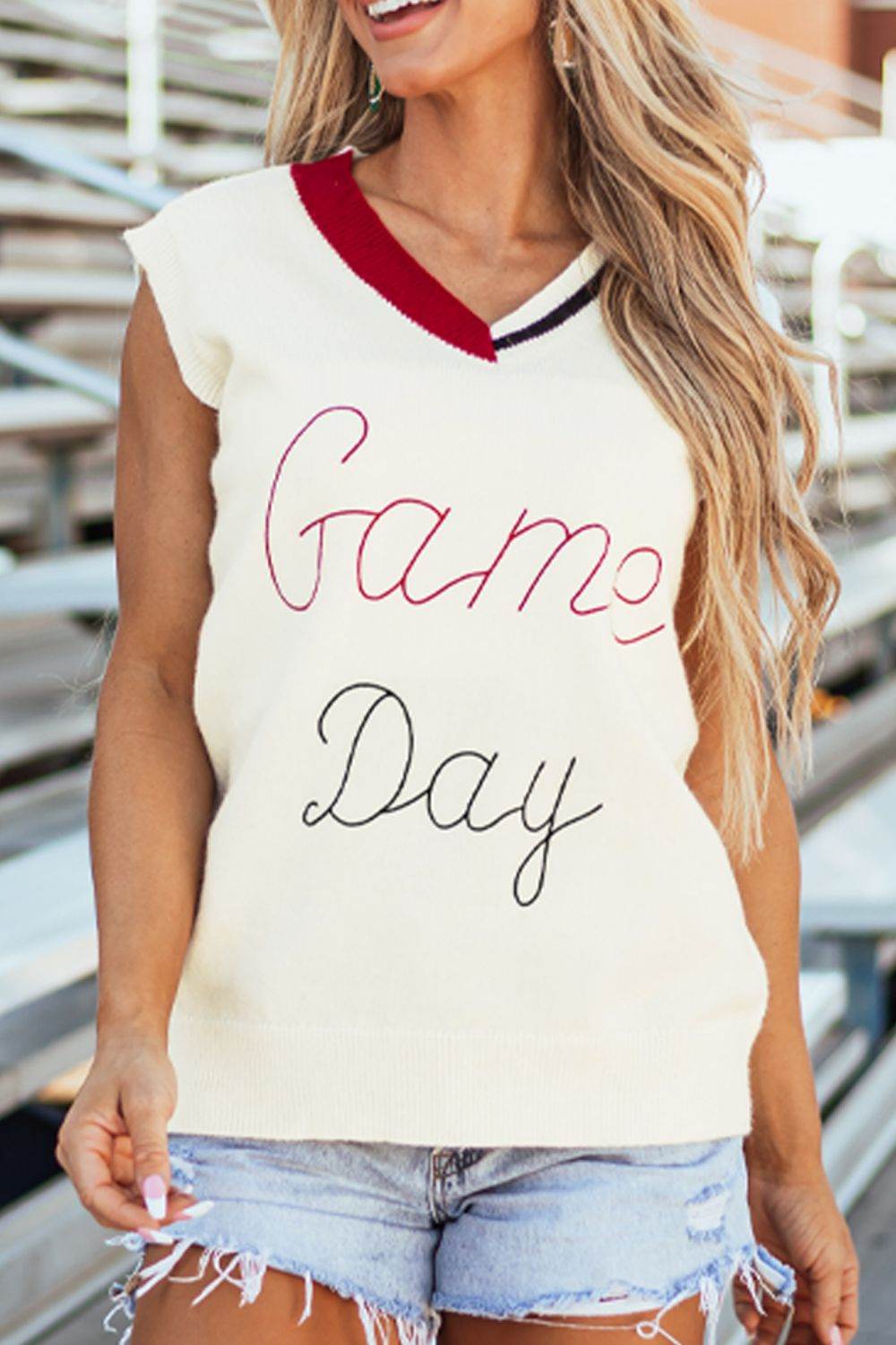 GAME DAY V-Neck Sweater Vest - DaTrendStore.Com