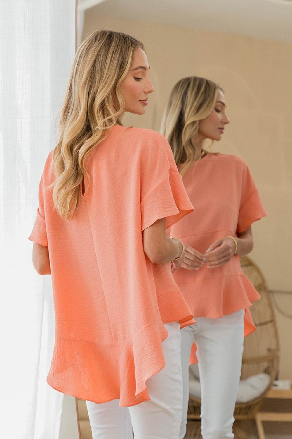 Sew In Love Round Neck Ruffled Top - DaTrendStore.Com