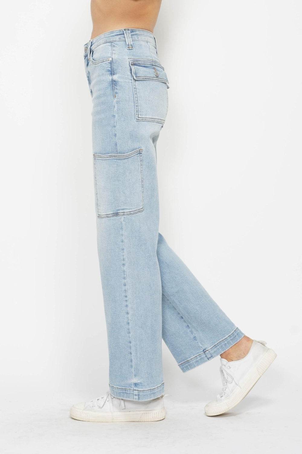Judy Blue Full Size High Waist Straight Cargo Jeans - DaTrendStore.Com