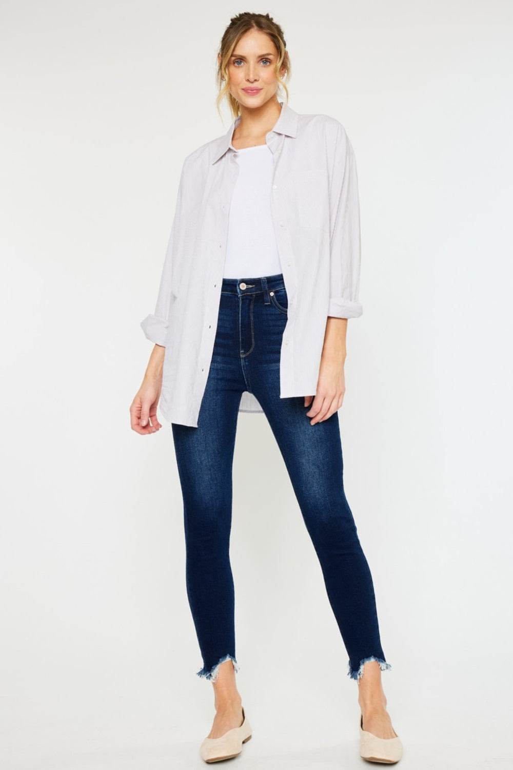 Kancan Full Size High Rise Frayed Ankle Skinny Jeans - DaTrendStore.Com