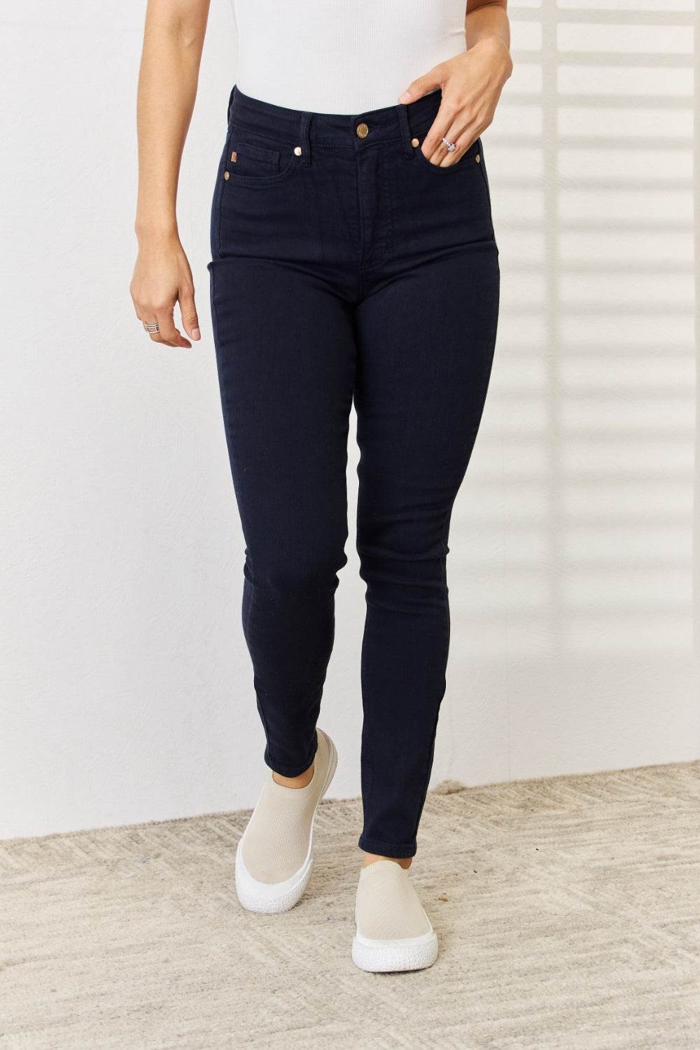 Judy Blue Full Size Garment Dyed Tummy Control Skinny Jeans - DaTrendStore.Com