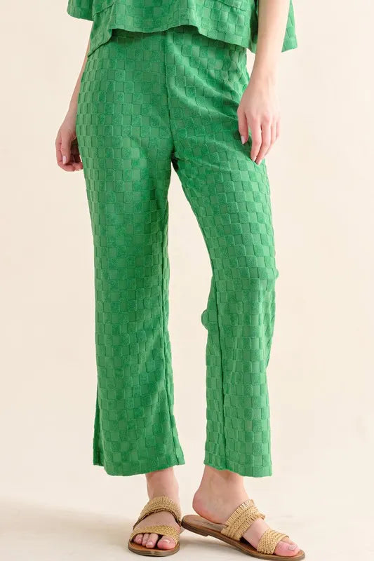 And The Why Green Checkerboard Casual Pants