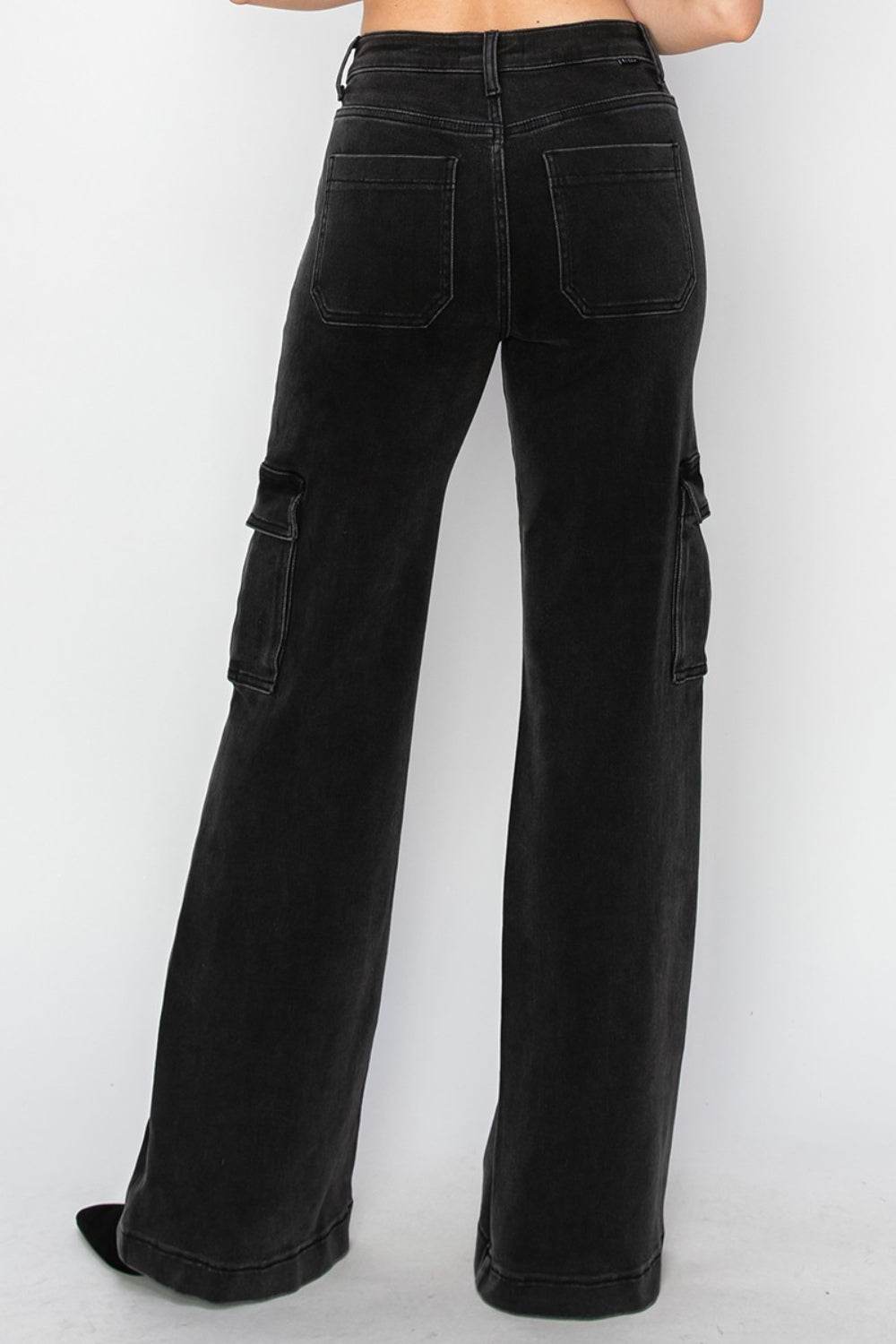 Risen Full Size High Rise Wide Leg Cargo Jeans - DaTrendStore.Com