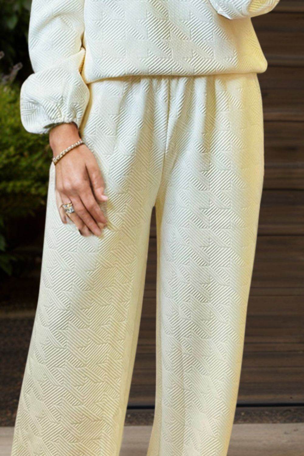 Round Neck Long Sleeve Top and Pants Set - DaTrendStore.Com