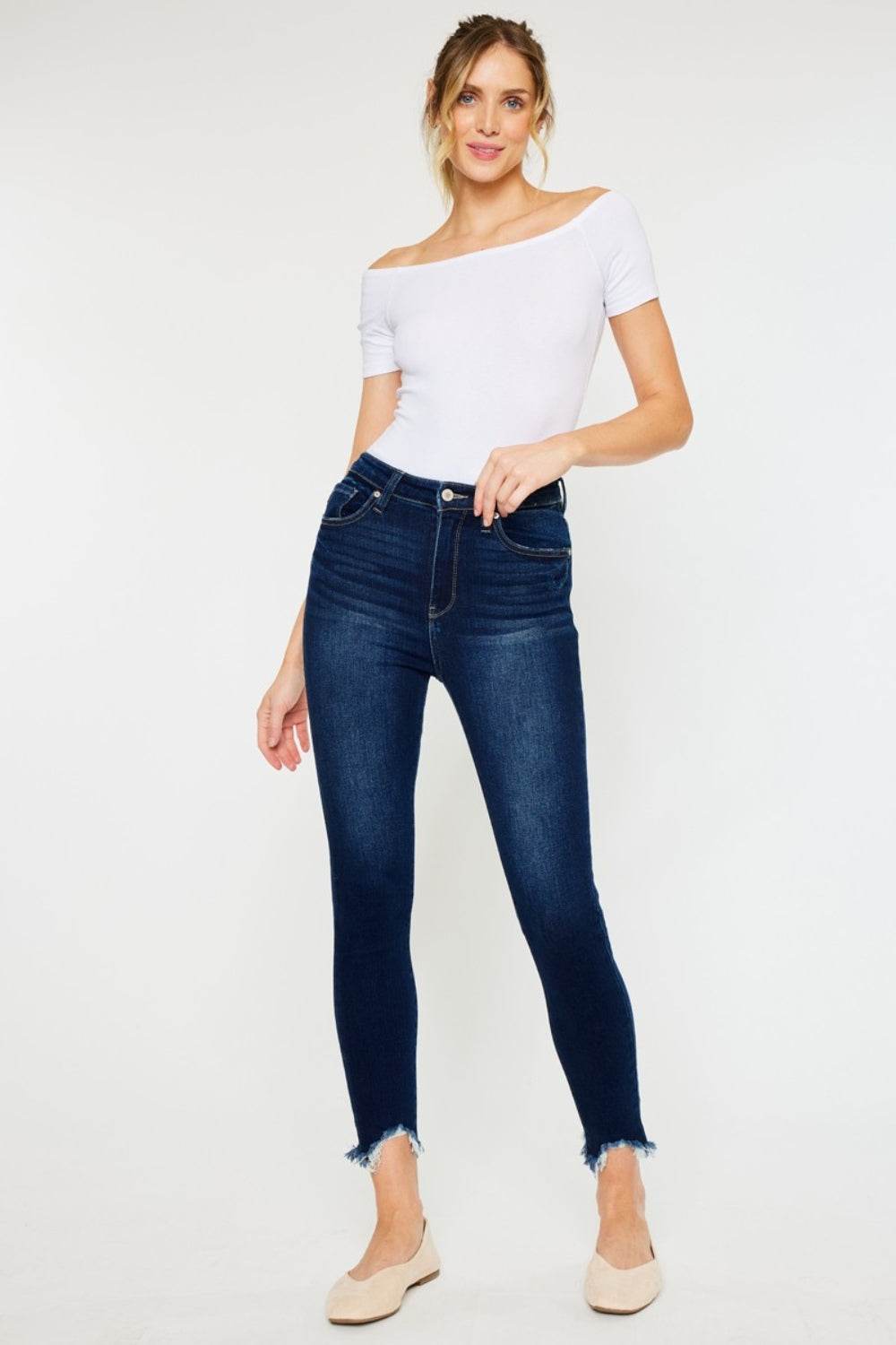 Kancan Full Size High Rise Frayed Ankle Skinny Jeans - DaTrendStore.Com