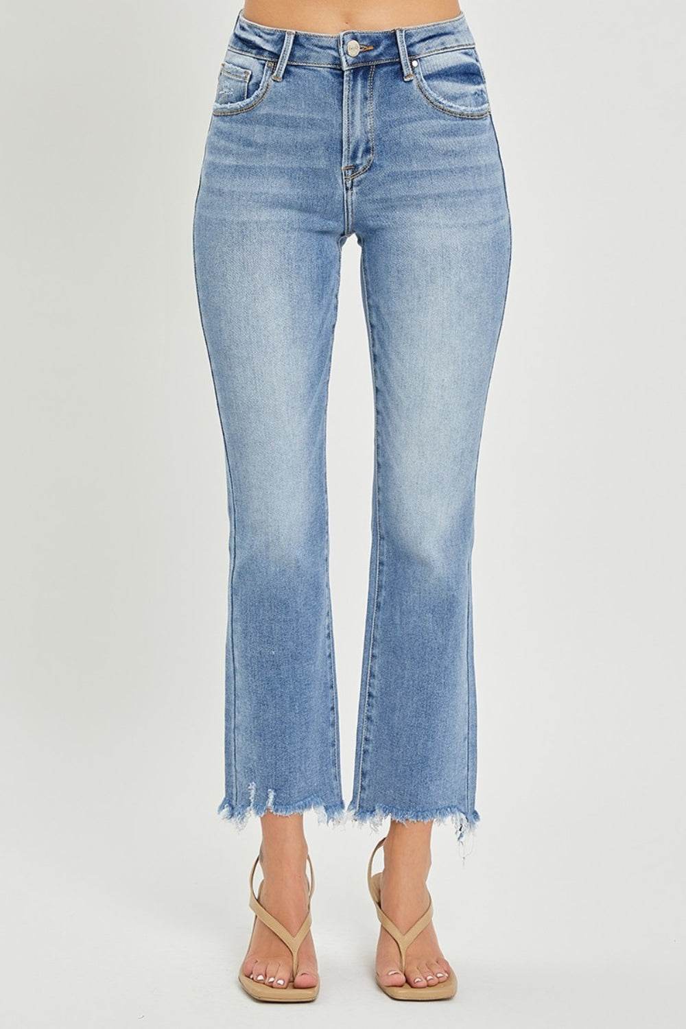 RISEN Full Size Frayed Hem Cropped Straight Jeans - DaTrendStore.Com