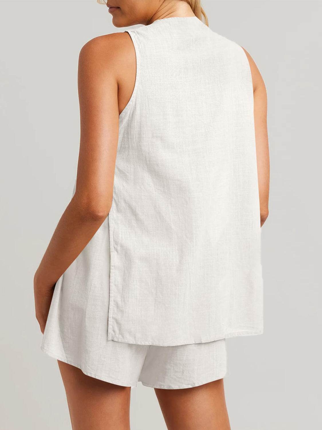 Full Size Button Up Top and Shorts Set - DaTrendStore.Com