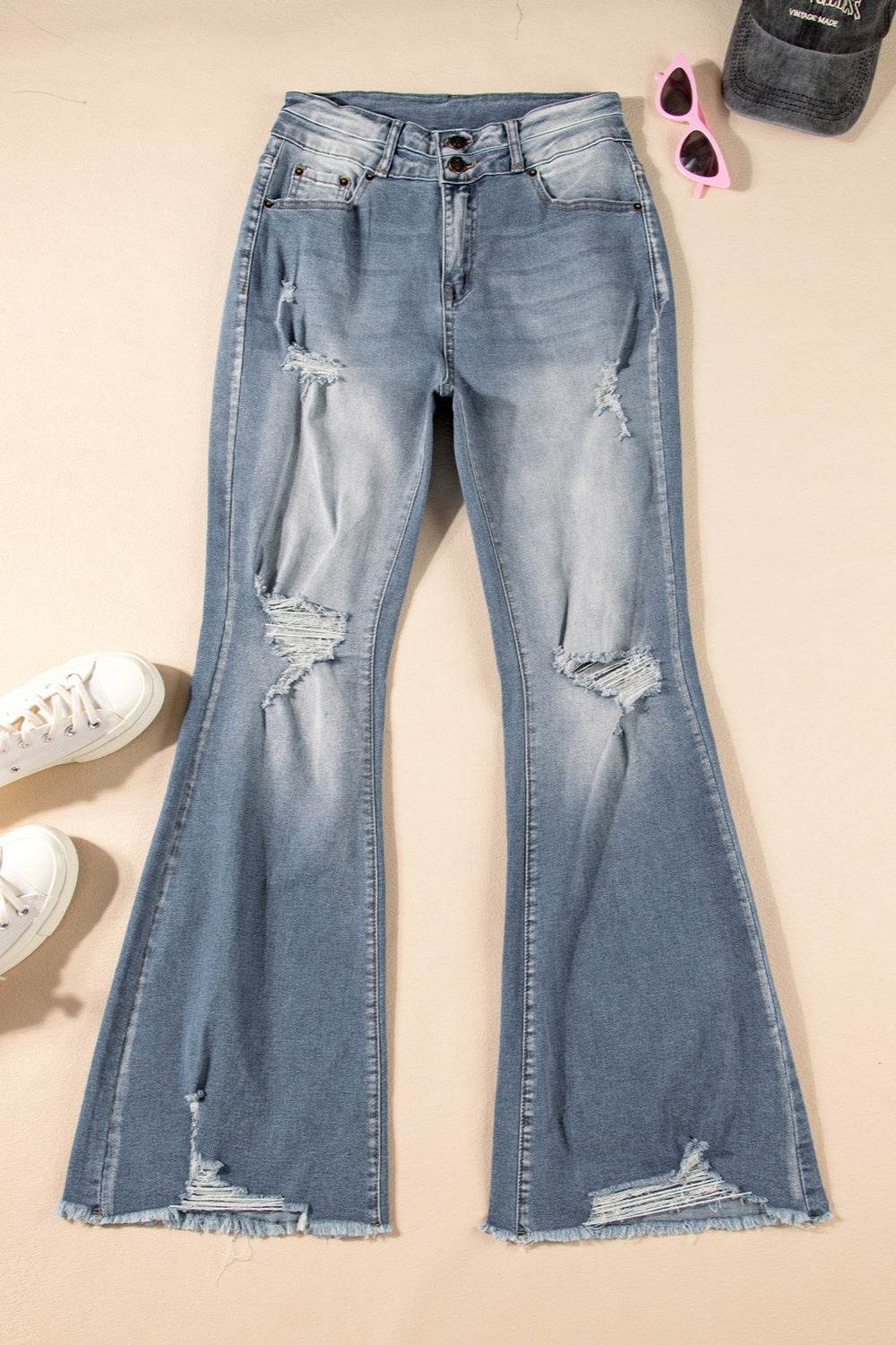 Distressed Raw Hem Bootcut Jeans - DaTrendStore.Com