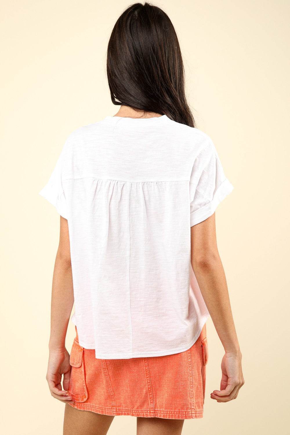 VERY J Nochted Short Sleeve Washed T-Shirt - DaTrendStore.Com