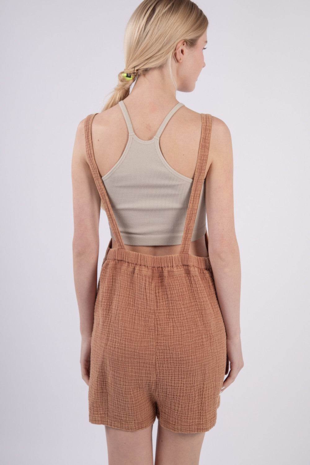 VERY J Sleeveless Double Gauze Overalls with Pockets - DaTrendStore.Com