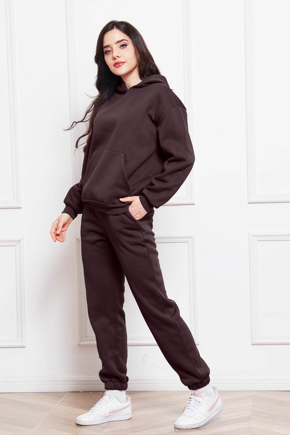 Drop Shoulder Long Sleeve Hoodie and Pants Set - DaTrendStore.Com