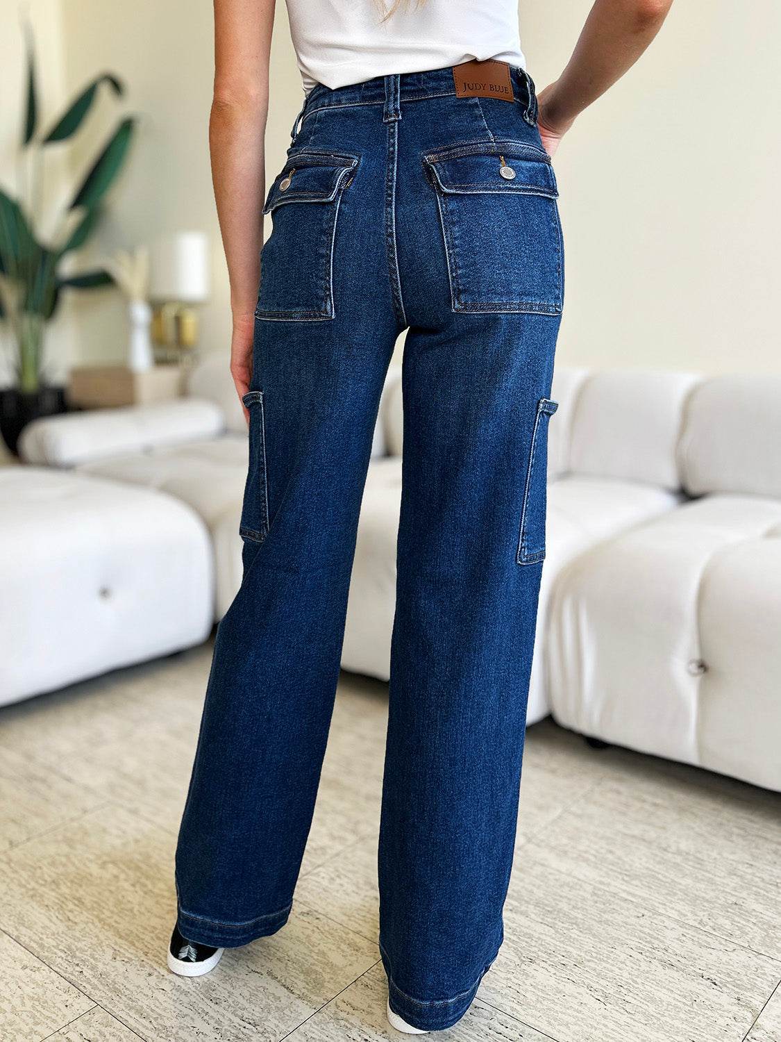 Judy Blue Full Size High Waist Straight Cargo Jeans - DaTrendStore.Com