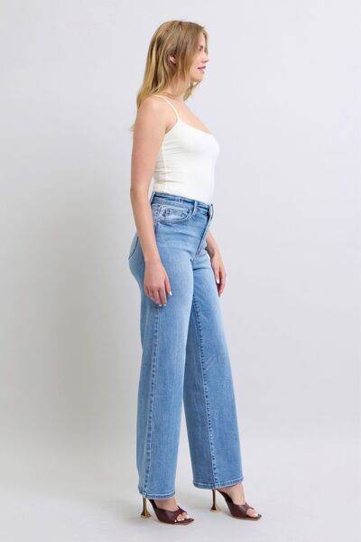 Judy Blue Full Size Wide Leg Jeans with Pockets - DaTrendStore.Com