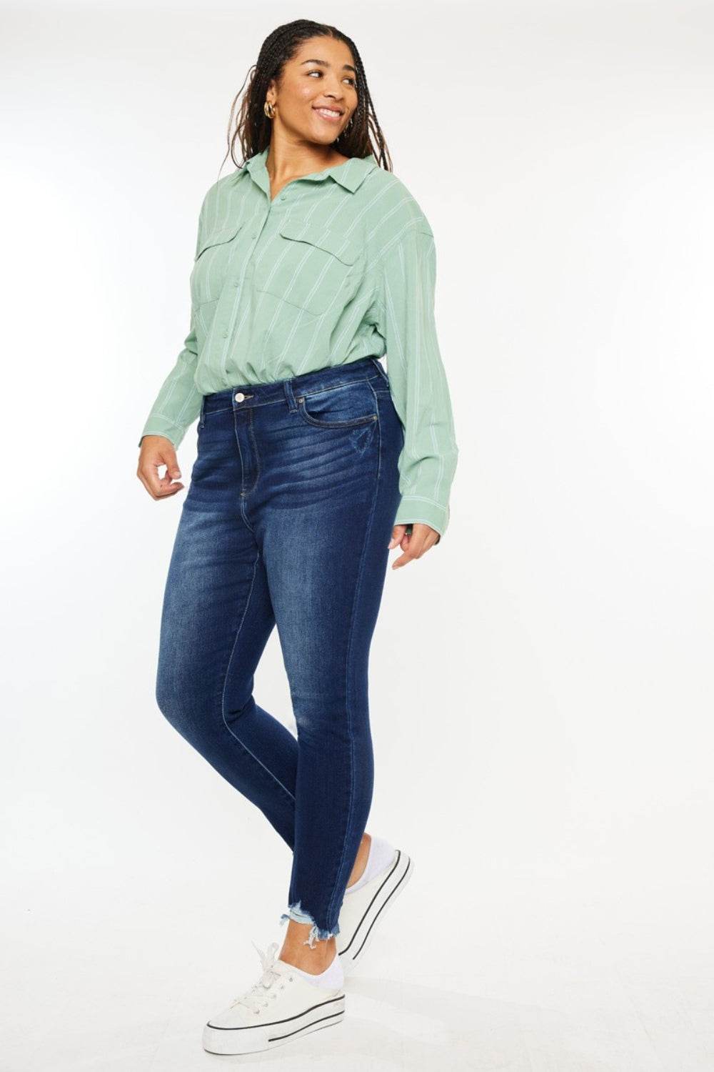Kancan Full Size High Rise Frayed Ankle Skinny Jeans - DaTrendStore.Com