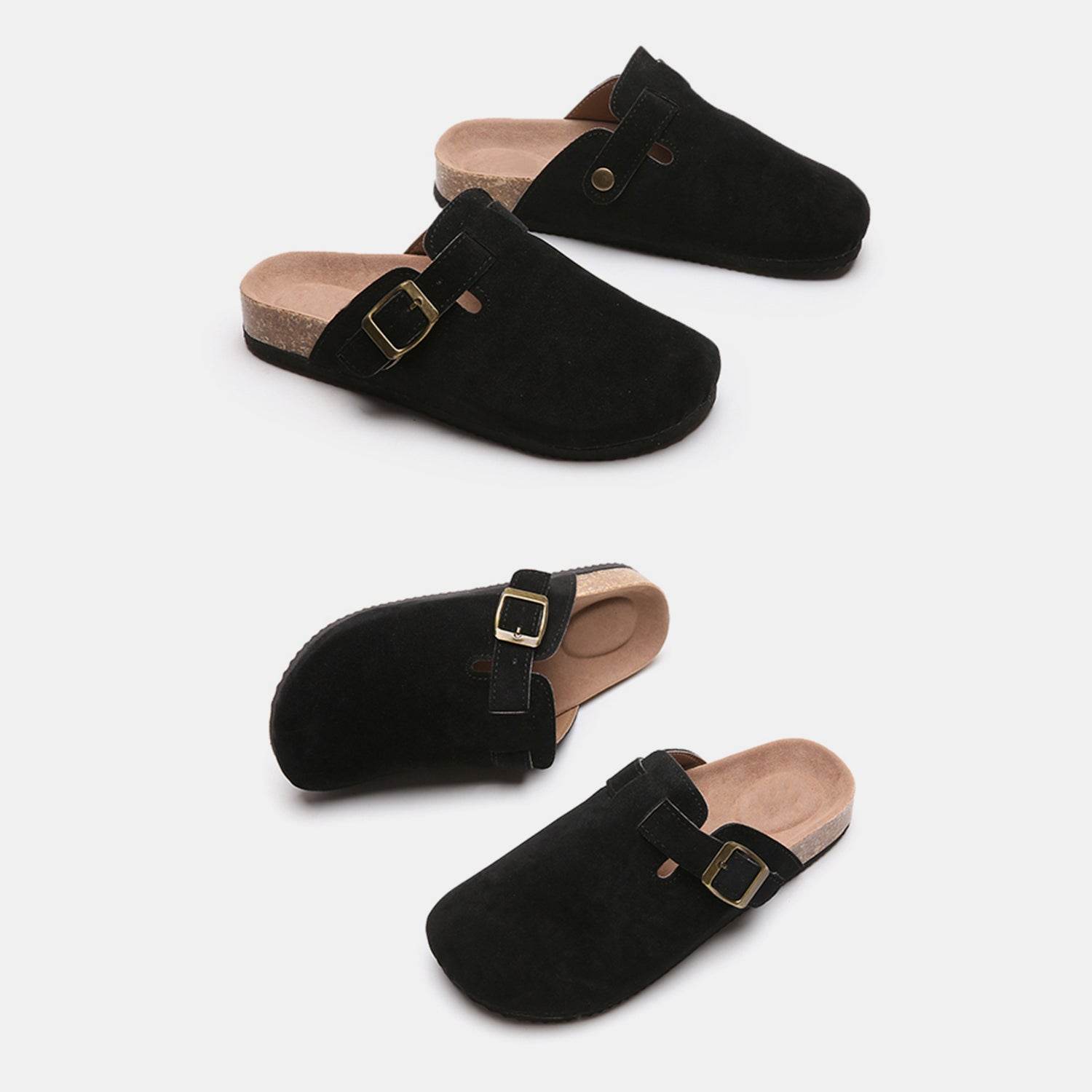 Suede Closed Toe Buckle Slide - DaTrendStore.Com