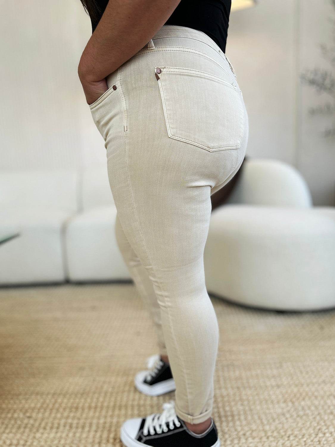Judy Blue Full Size Garment Dyed Tummy Control Skinny Jeans - DaTrendStore.Com