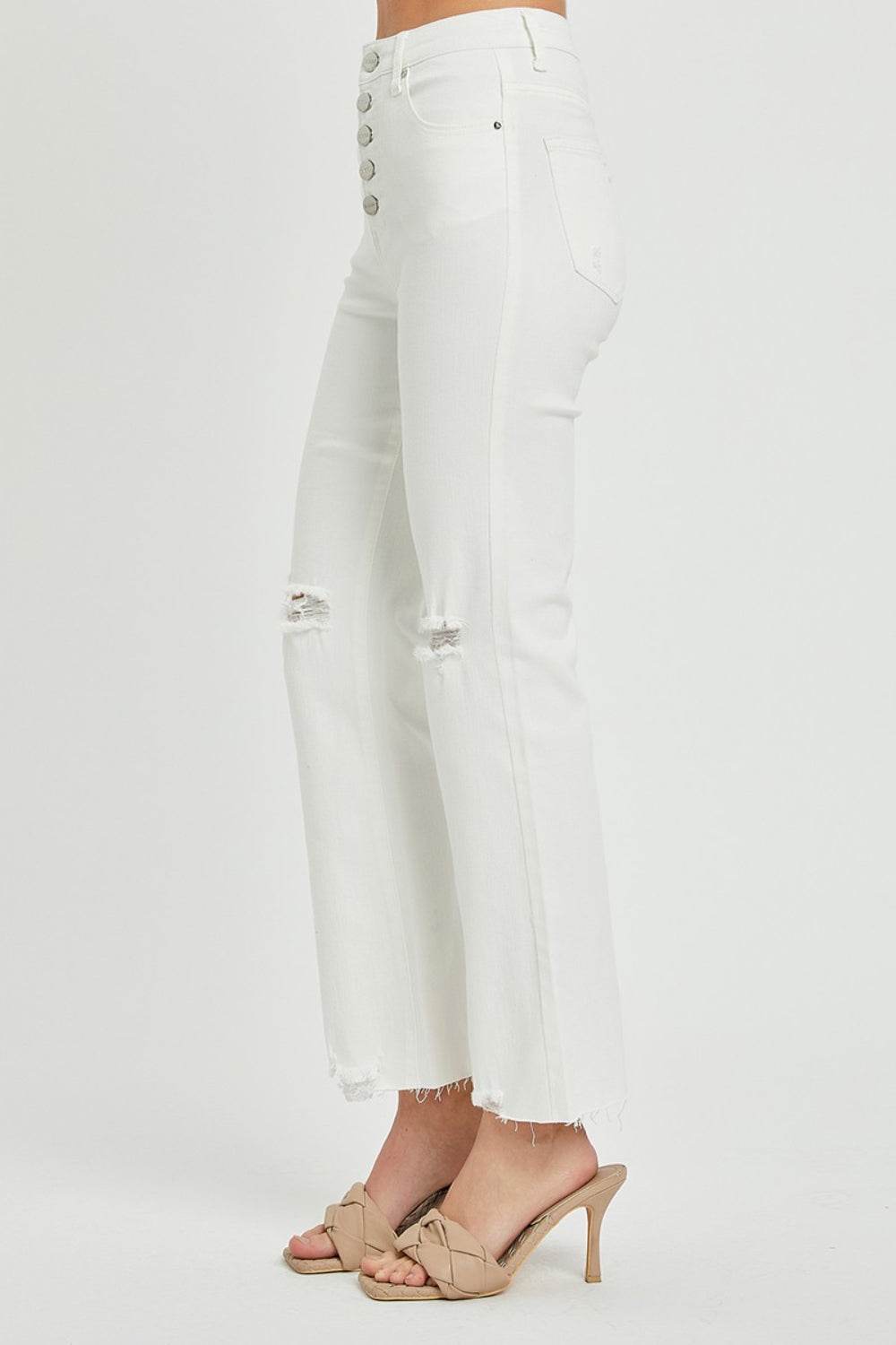 RISEN Full Size High Rise Button Fly Straight Ankle Jeans - DaTrendStore.Com