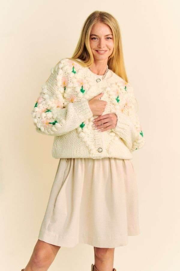 Davi & Dani Floral Pattern Button Down Cardigan - DaTrendStore.Com