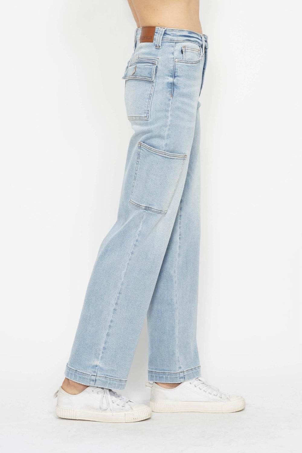 Judy Blue Full Size High Waist Straight Cargo Jeans - DaTrendStore.Com