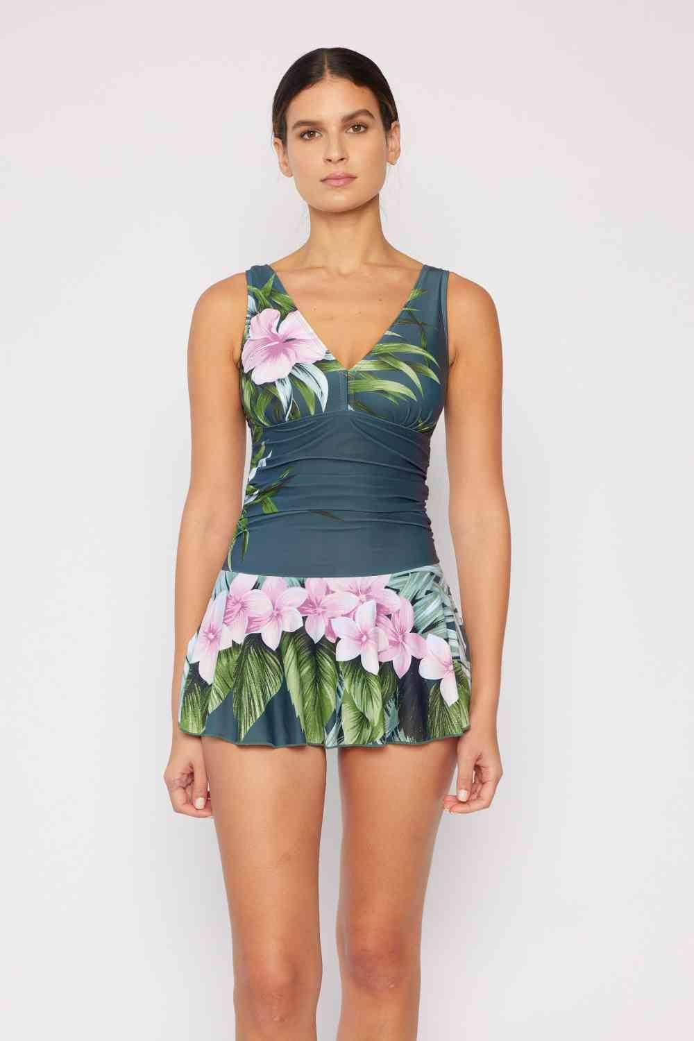 Marina West Swim Full Size Clear Waters Swim Dress in Aloha Forest - DaTrendStore.Com
