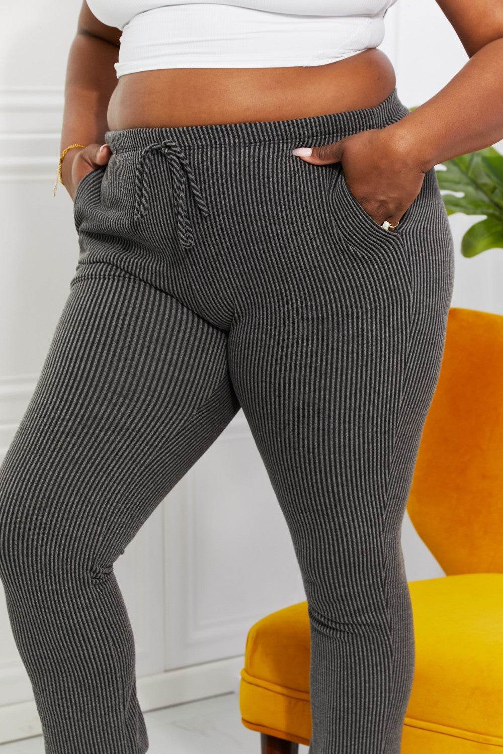 Blumin Apparel Full Size Easy Living Ribbed Joggers - DaTrendStore.Com