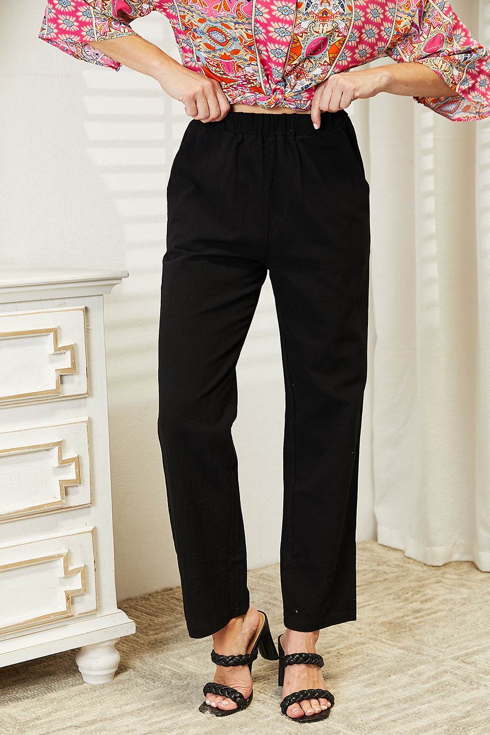 Shiny Pull-On Pants with Pockets - DaTrendStore.Com
