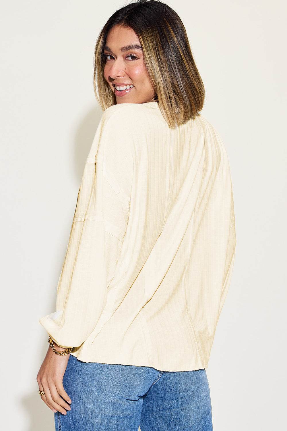Basic Bae Full Size Ribbed Round Neck Long Sleeve T-Shirt - DaTrendStore.Com