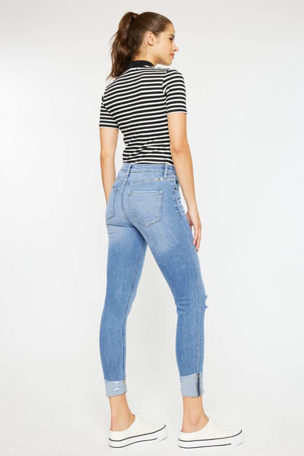 Kancan Distressed Cat's Whiskers Button Fly Jeans - DaTrendStore.Com