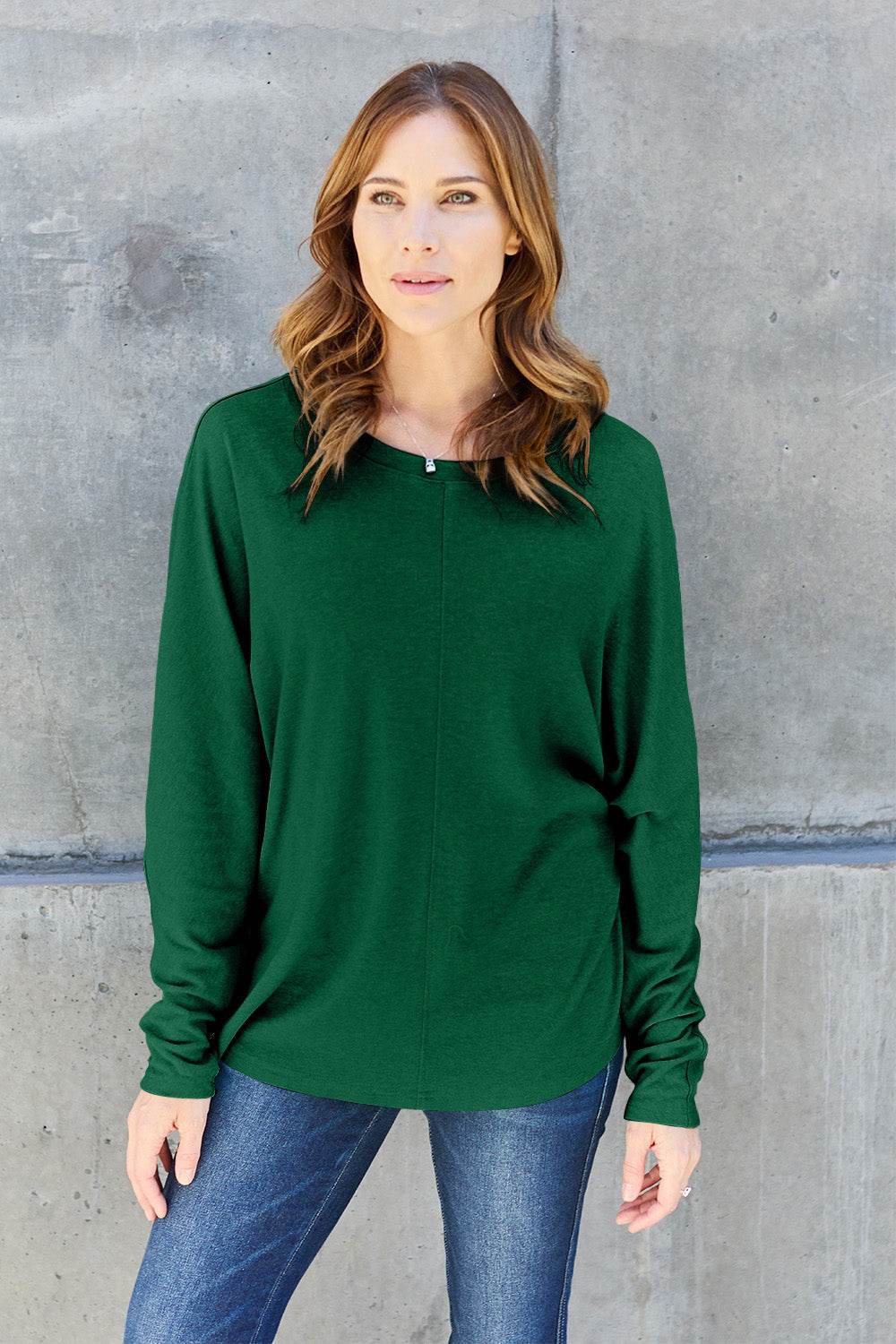 Double Take Full Size Round Neck Long Sleeve T-Shirt - DaTrendStore.Com