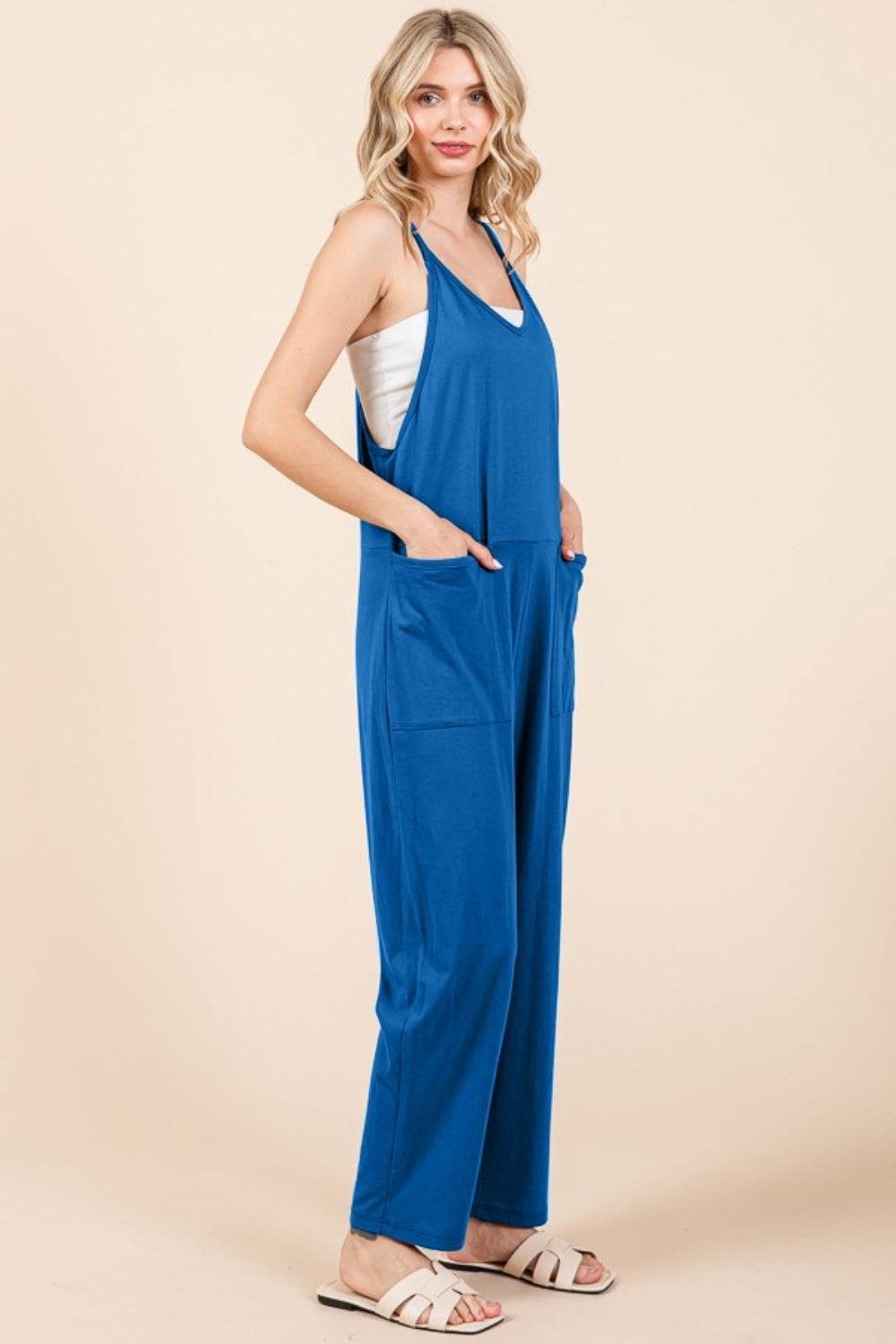 Culture Code Full Size Sleeveless Jumpsuit with Pockets - DaTrendStore.Com