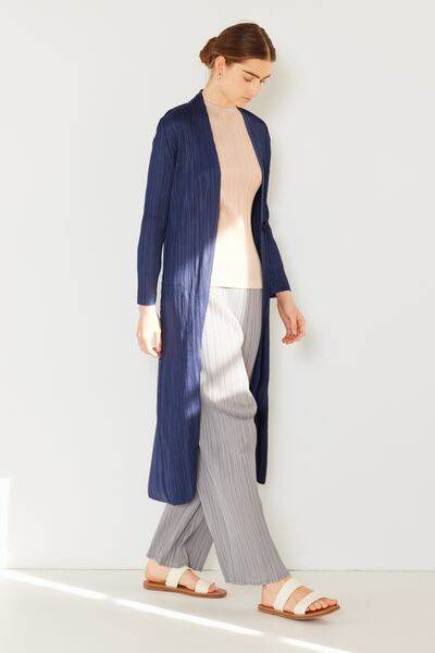Marina West Swim Pleated Long Sleeve Cardigan - DaTrendStore.Com