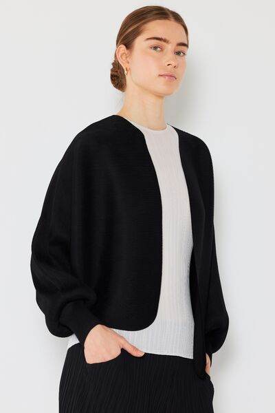 Marina West Swim Rib Pleated Puff Sleeve Bolero Cardigan - DaTrendStore.Com