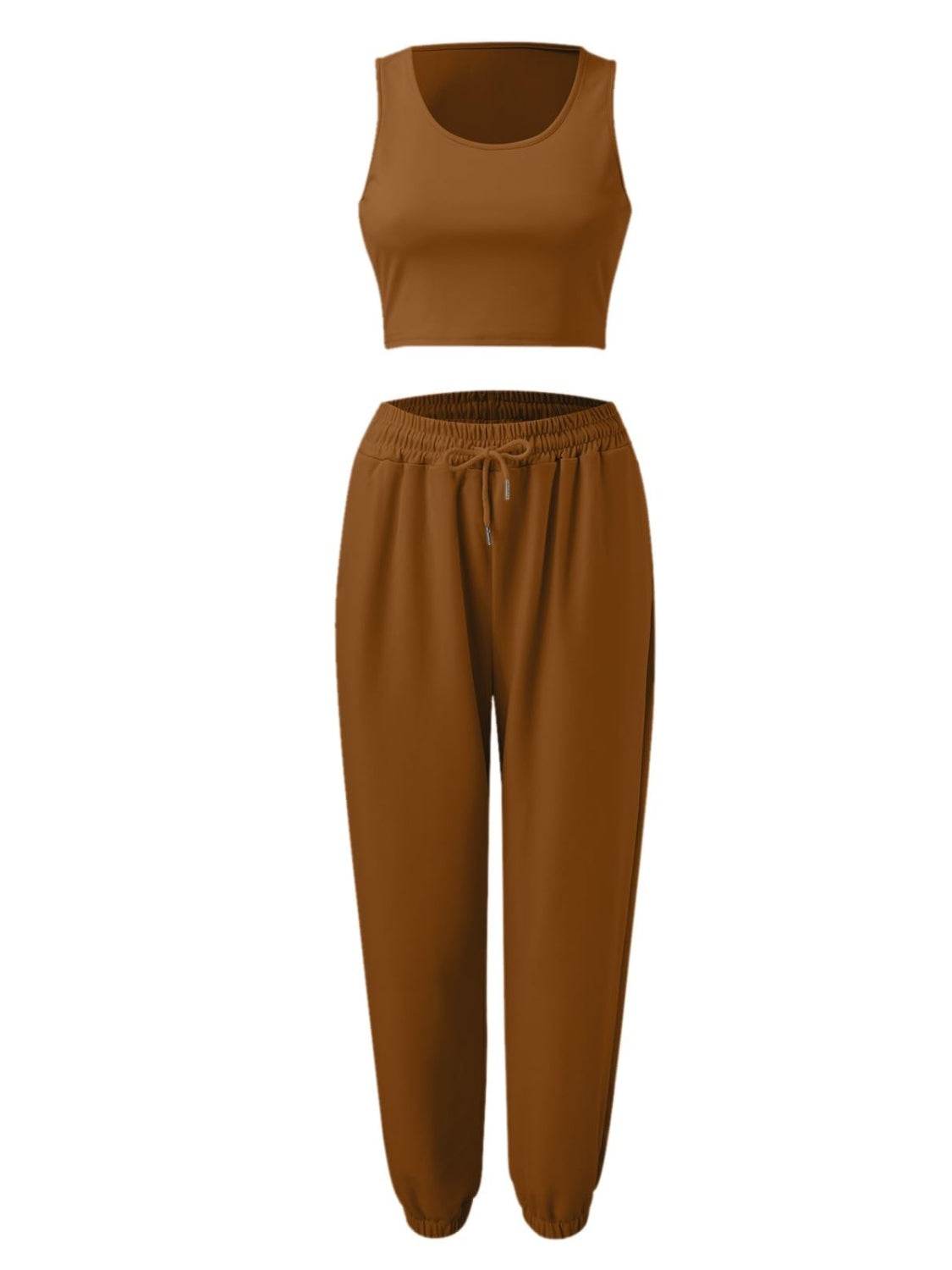 Wide Strap Top and Drawstring Joggers Set - DaTrendStore.Com