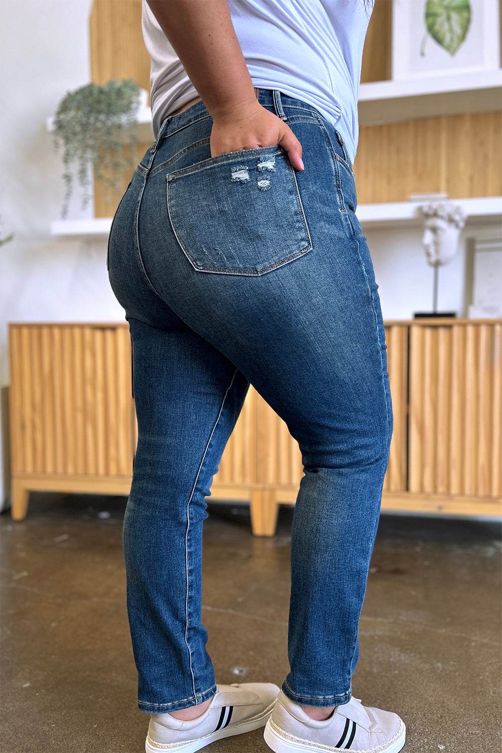 Judy Blue Full Size Tummy Control High Waist Slim Jeans - DaTrendStore.Com