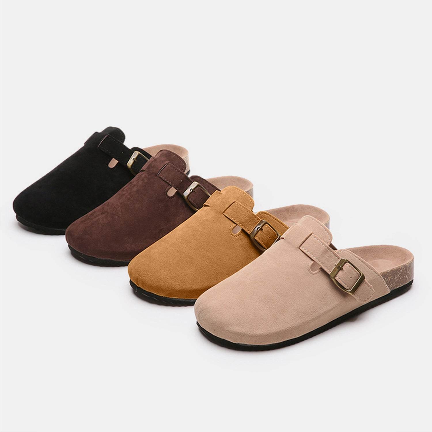 Suede Closed Toe Buckle Slide - DaTrendStore.Com