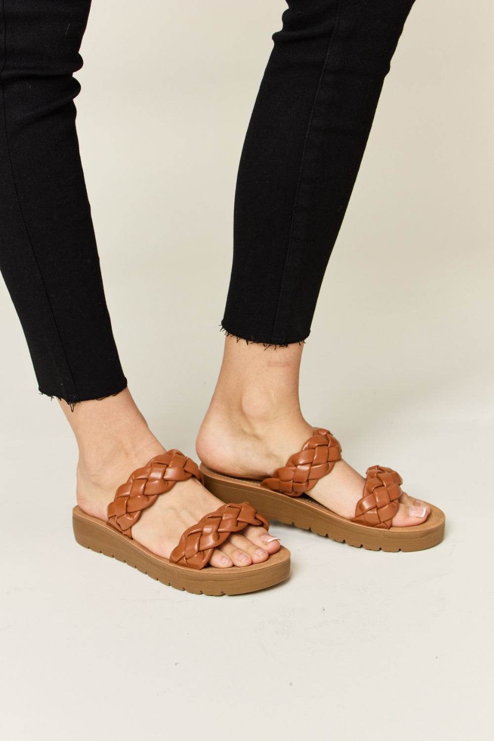 WILD DIVA Woven Dual Band Platform Sandals - DaTrendStore.Com